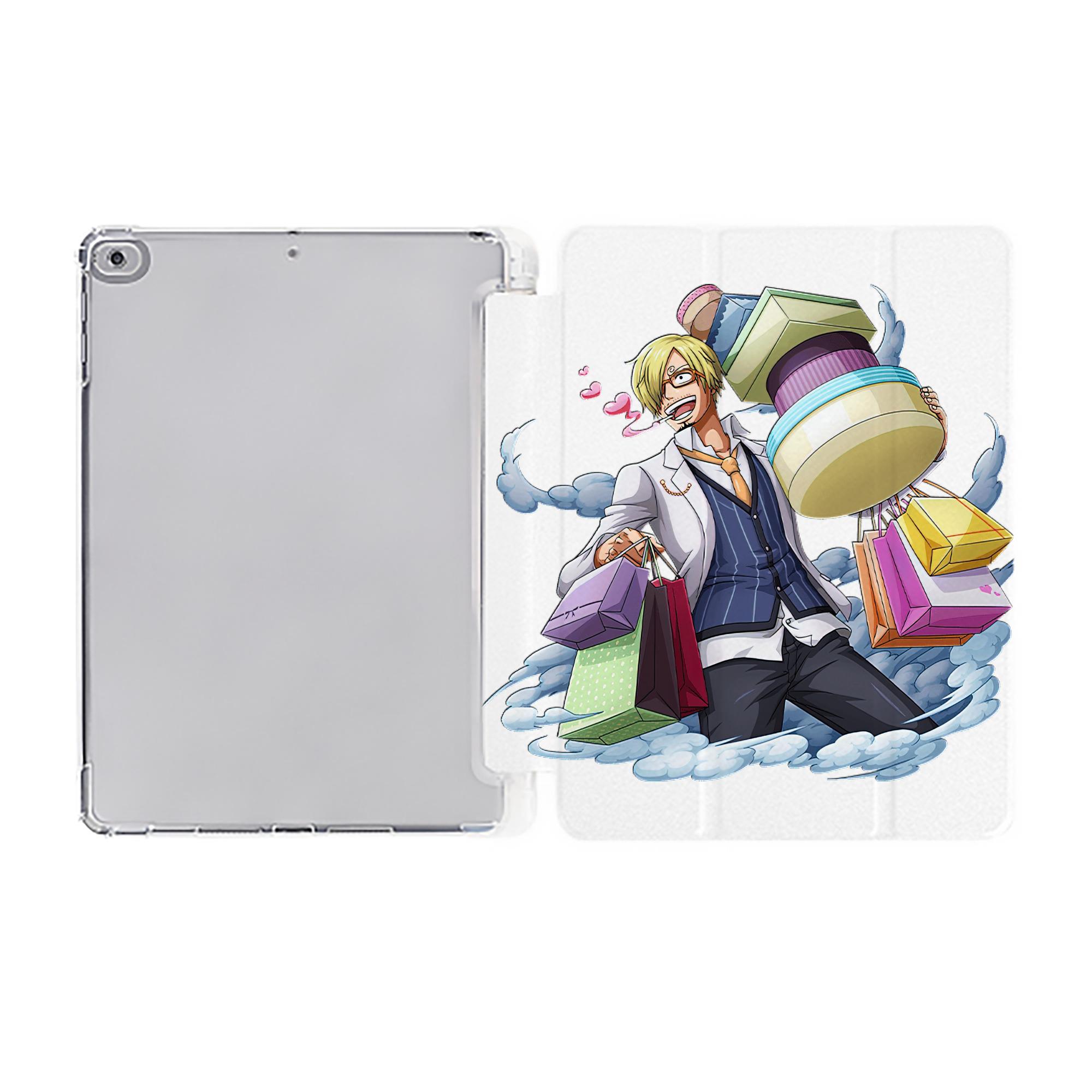 （画像用） ワンピース サンジ ONE PIECE Sanji IPad ケース ペン収納付き 三つ折りスタンド PUレザー×シリコン 対応機種9.5/10.5/10.9インチ